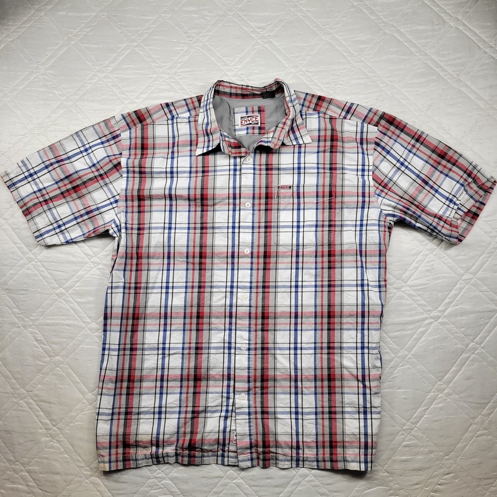 ENYCE Clothing Company multicolored plaid short‎ sleeve button up shirt size 2XL